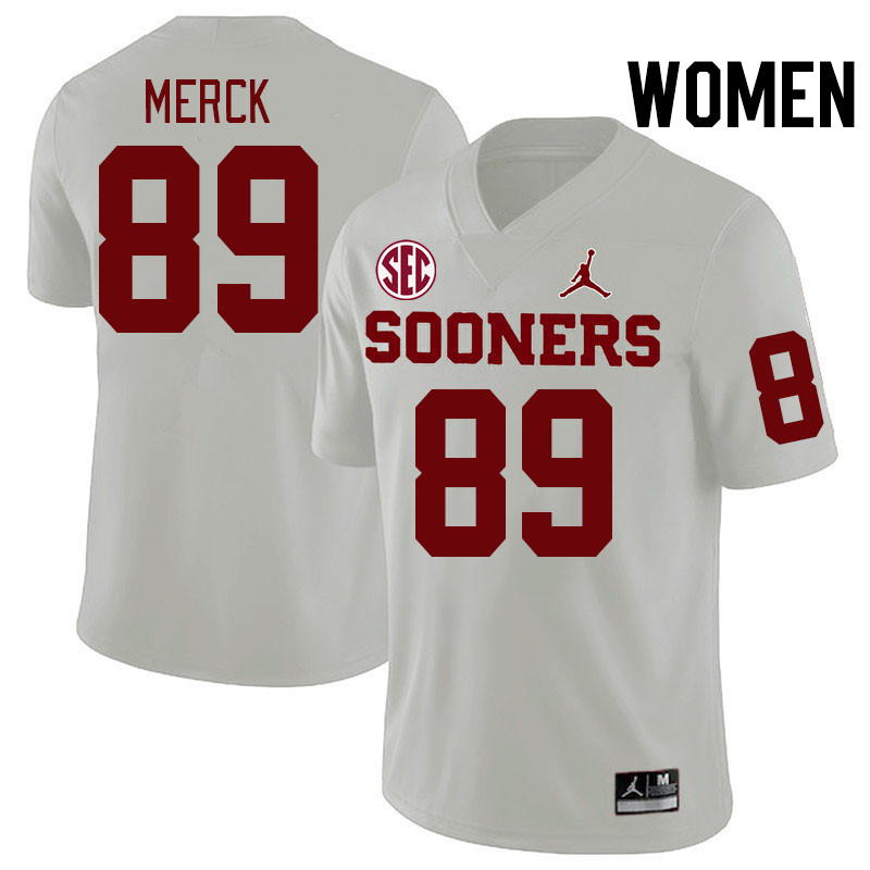 Women #89 Eli Merck Oklahoma Sooners 2024 SEC Conference College Football Jerseys-White